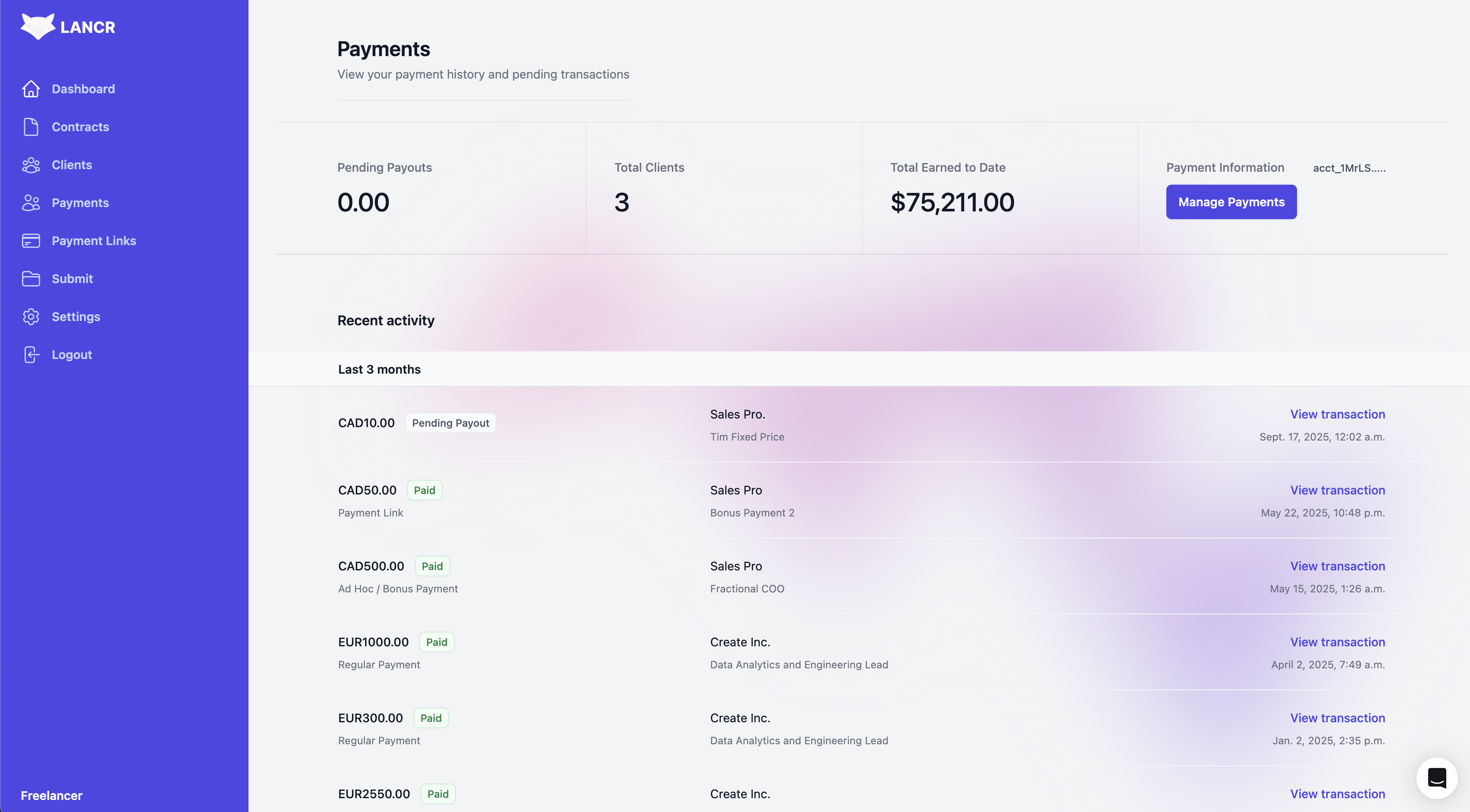 Payment Dashboard